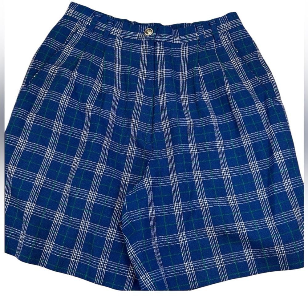 Vintage Le Coq Sportif Blue/ White Plaid Shorts size 10 fits like an eight